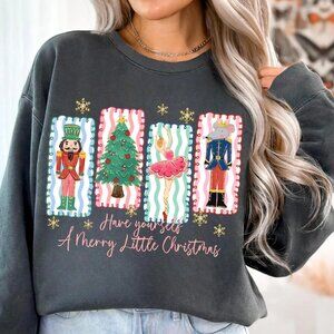 Retro Christmas Nutcracker Coquette Merry and Bright Preppy Holiday Sweatshirt05
